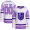 White/Purple Men's Custom Authentic Vegas Golden Knights Hockey Fights Cancer Primegreen Jersey